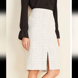 Ann Taylor Petite Front Slit Pencil Skirt, Printed Tweed Pattern, XXSP